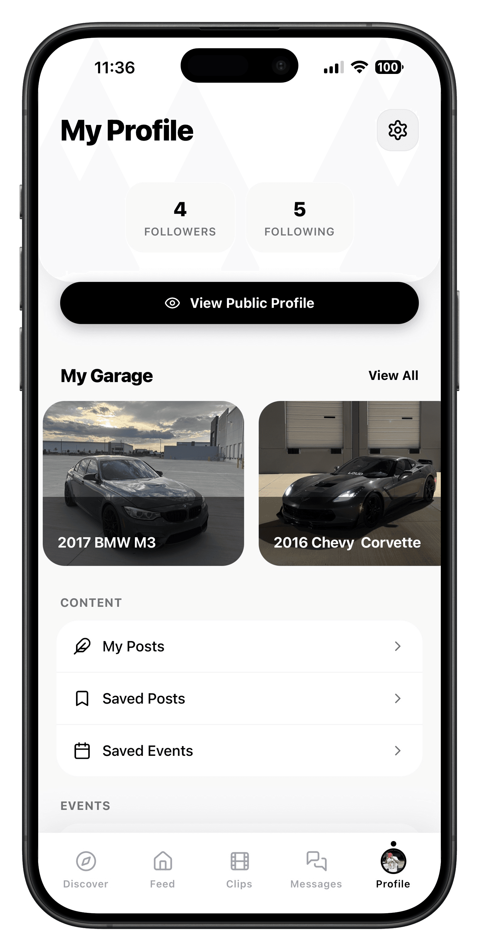 AutoMeet digital garage app interface