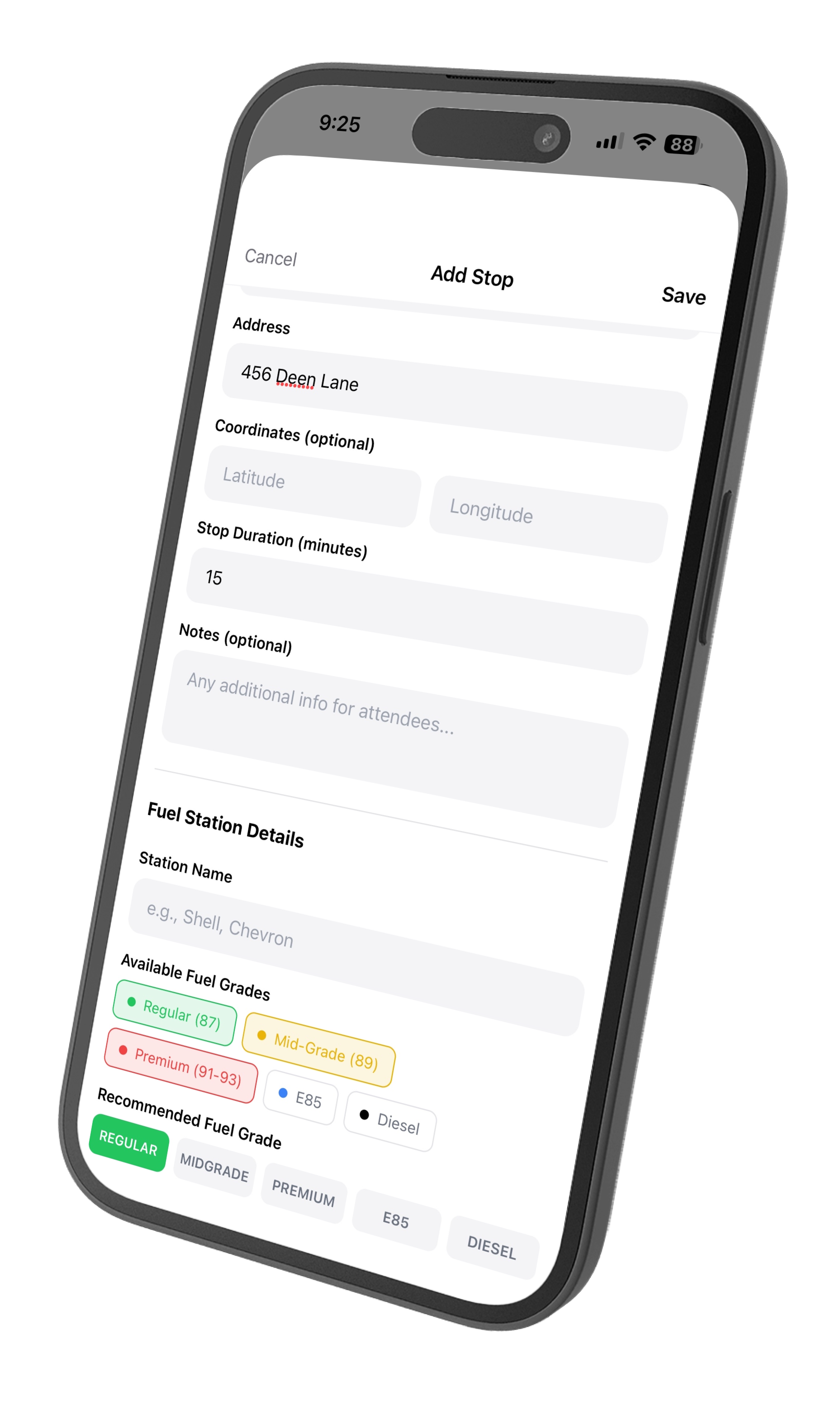 AutoMeet Cruise Routes Interface